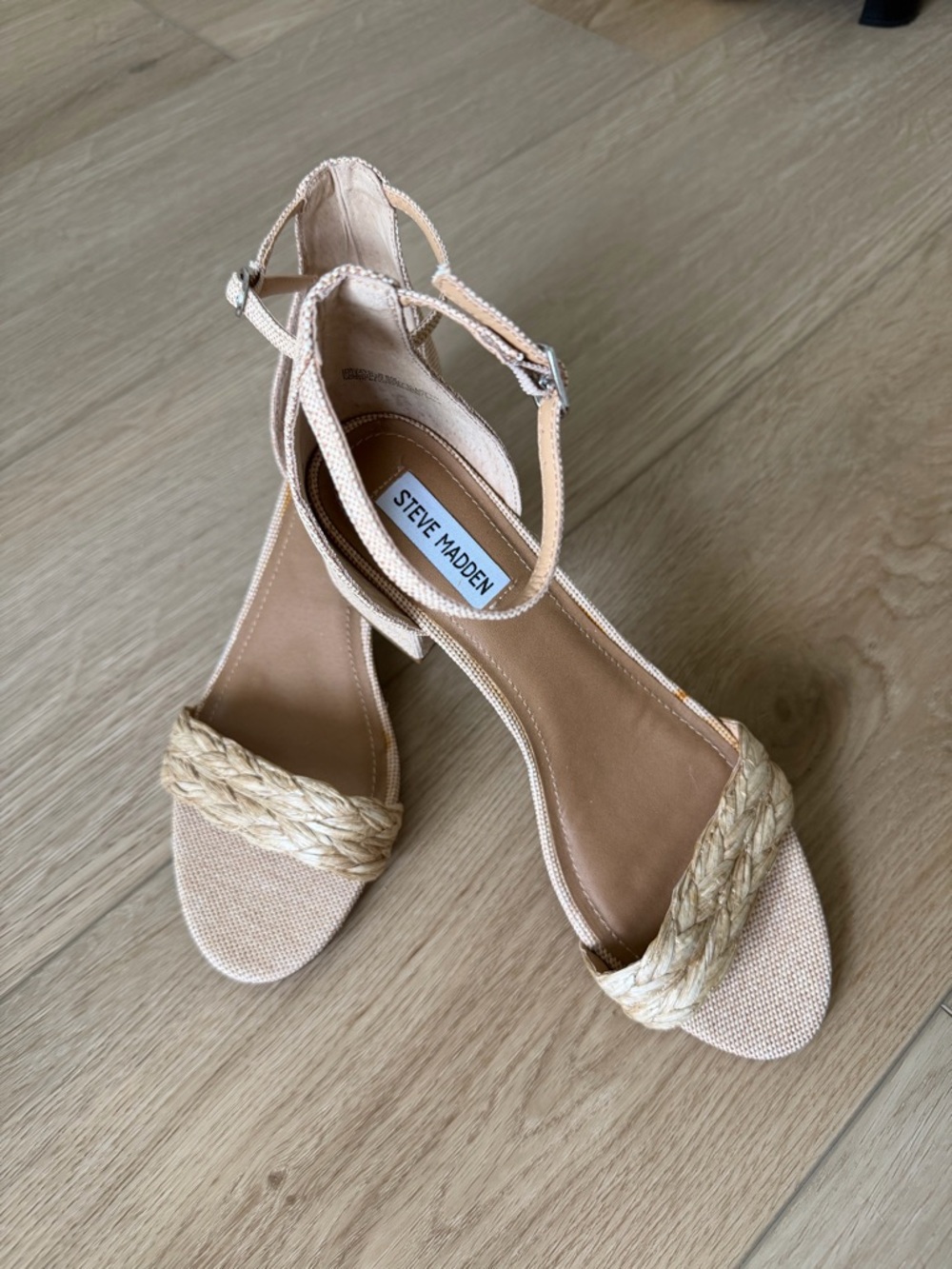 Steve Madden Neutral Braided Espadrille Ankle-Strap Sandals